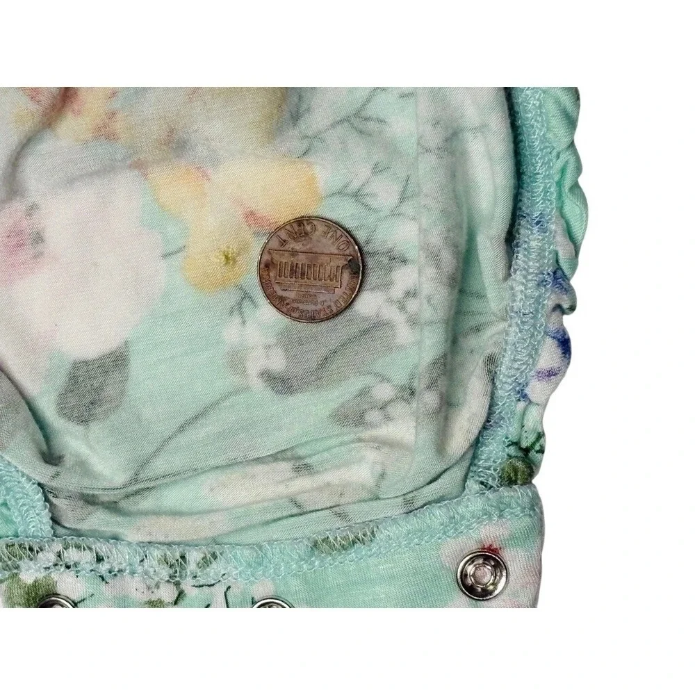 Posh Peanut Bamboo Erin LS Bubble Romper 12-18 Month Lt. Green Floral Gardencore
